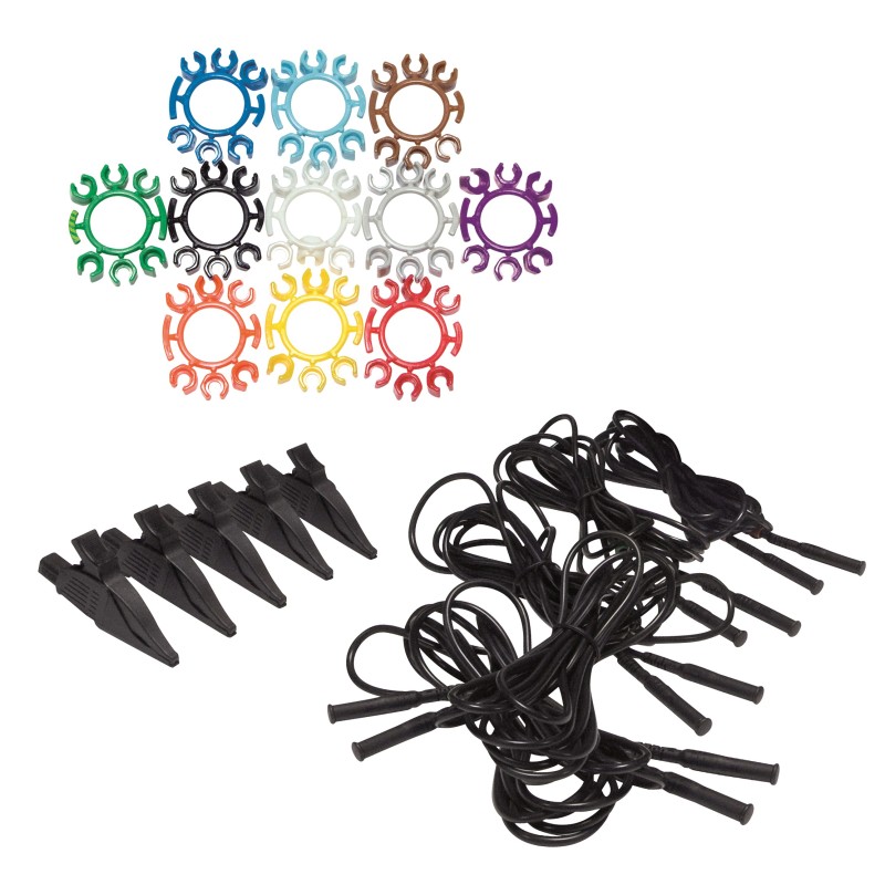 Kit di 5 cavi, 5 pinze coccodrillo, 1 Kit di marca-cavo
