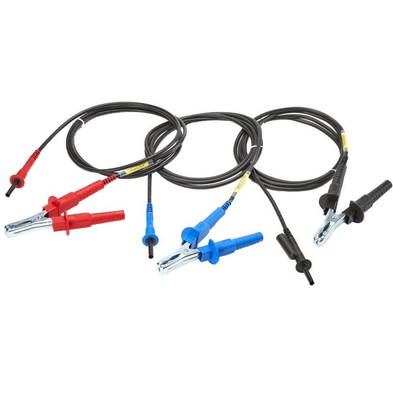 Chauvin Arnoux Conduttori di prova ad alta tensione (3 m) (blu / rosso / nero) per tester di isolamento